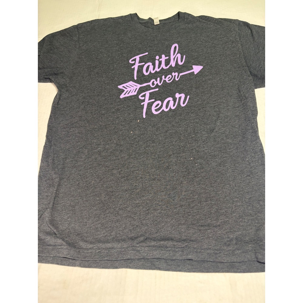 Next Level Apparel Faith Over Fear Graphic Tee Gray Purple Women XL